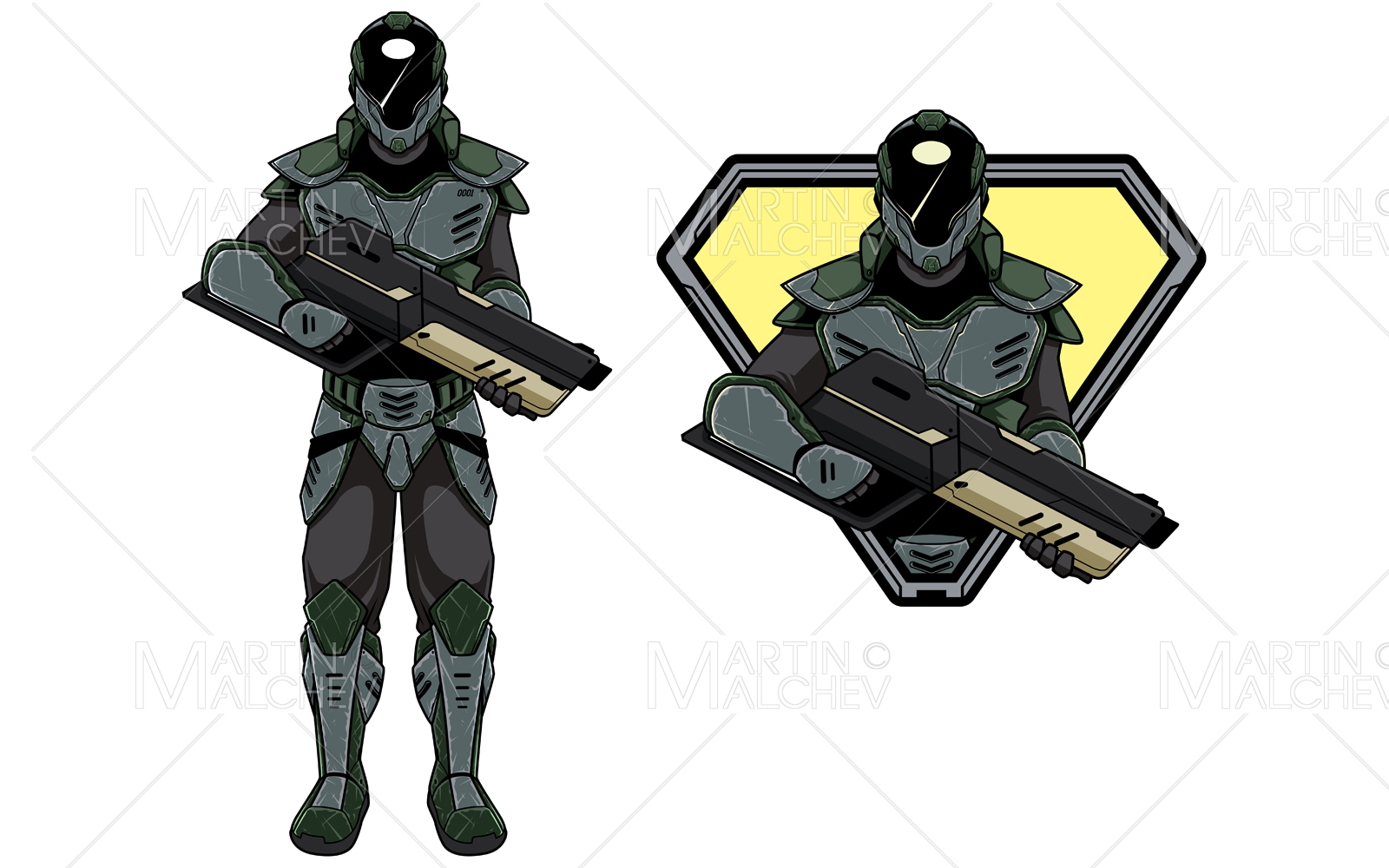 Futuristic Soldier Mascot Vector Illustration
