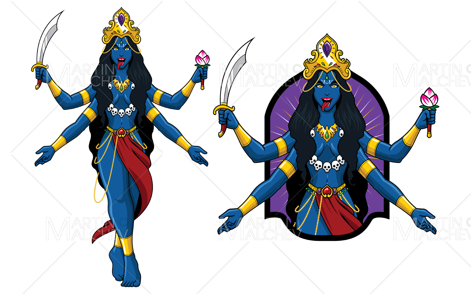 Kali Indian Goddess Vector Illustration