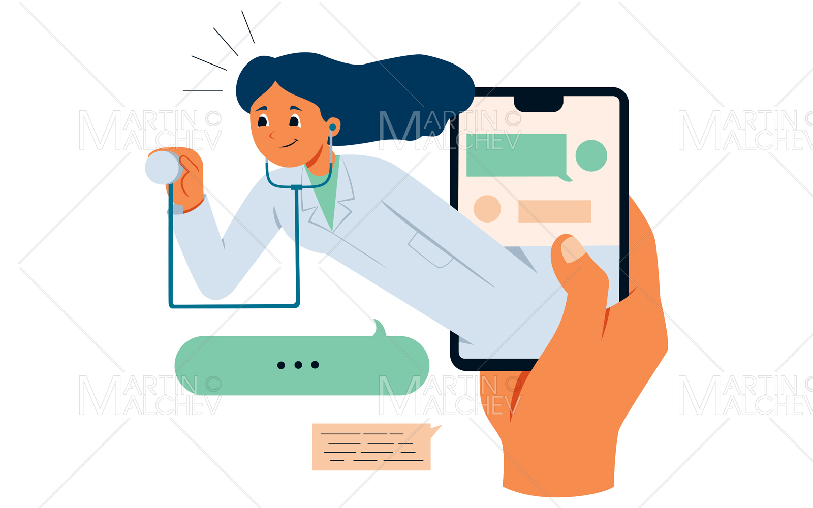 Online Medical Check Up Vector Illustration