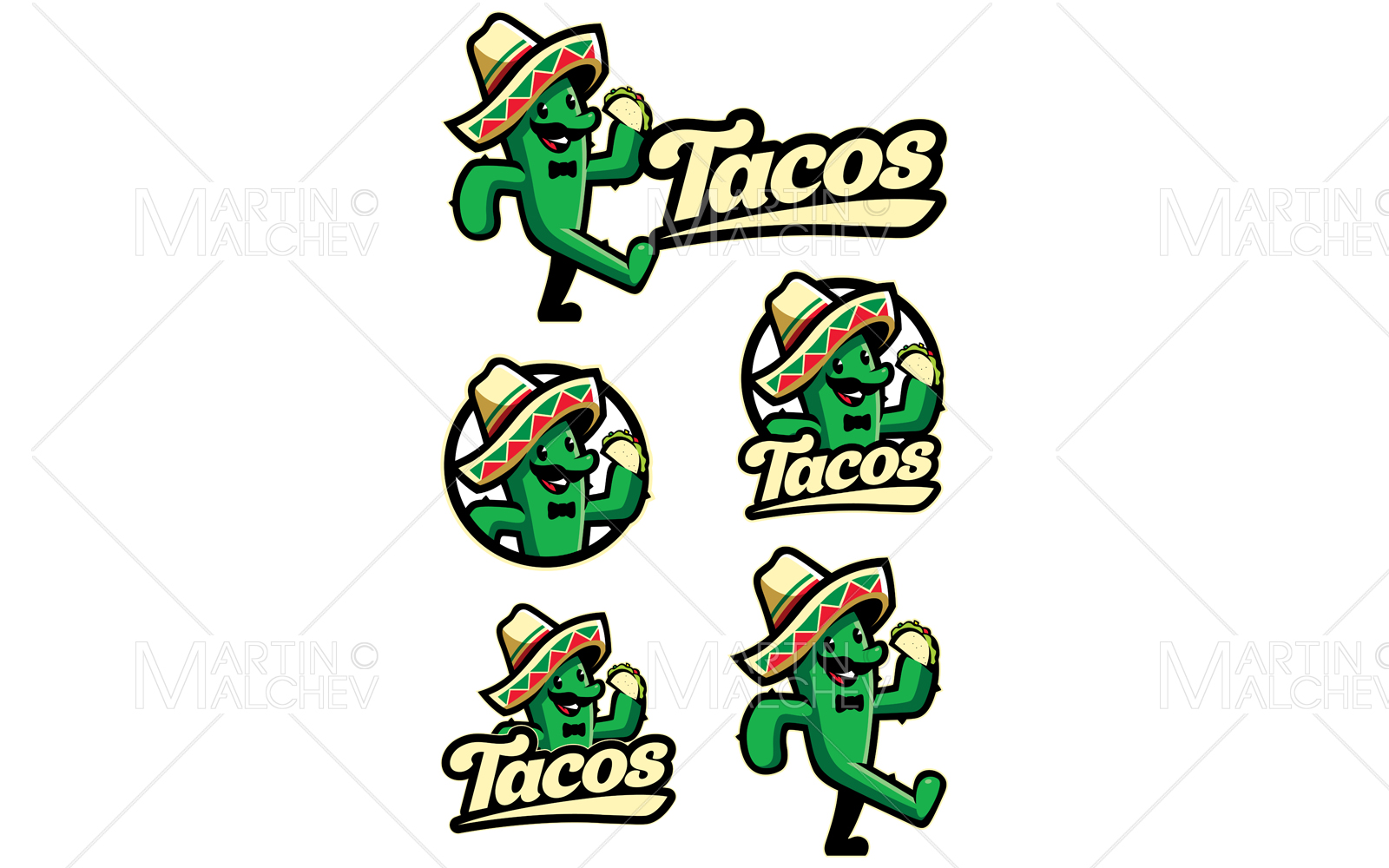 Tacos Cactus Mascot Vector Illustration