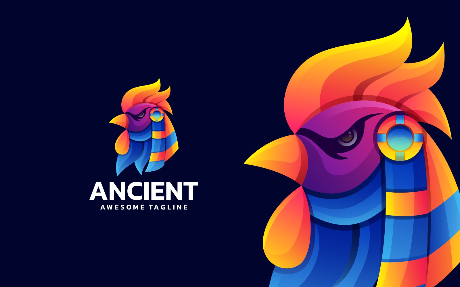 Ancient Rooster Gradient Colorful Logo