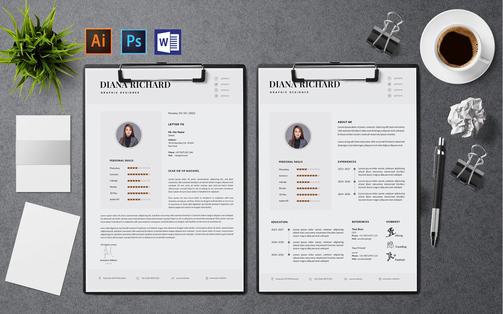 Minimalist CV Resume Template Graphic Design
