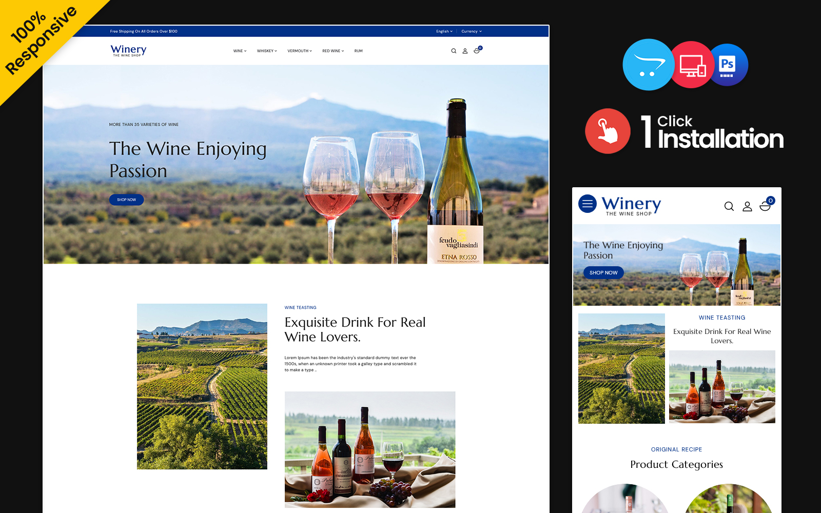 Winery - Liquor, Vinery Multipurpose Responsive Opencart store