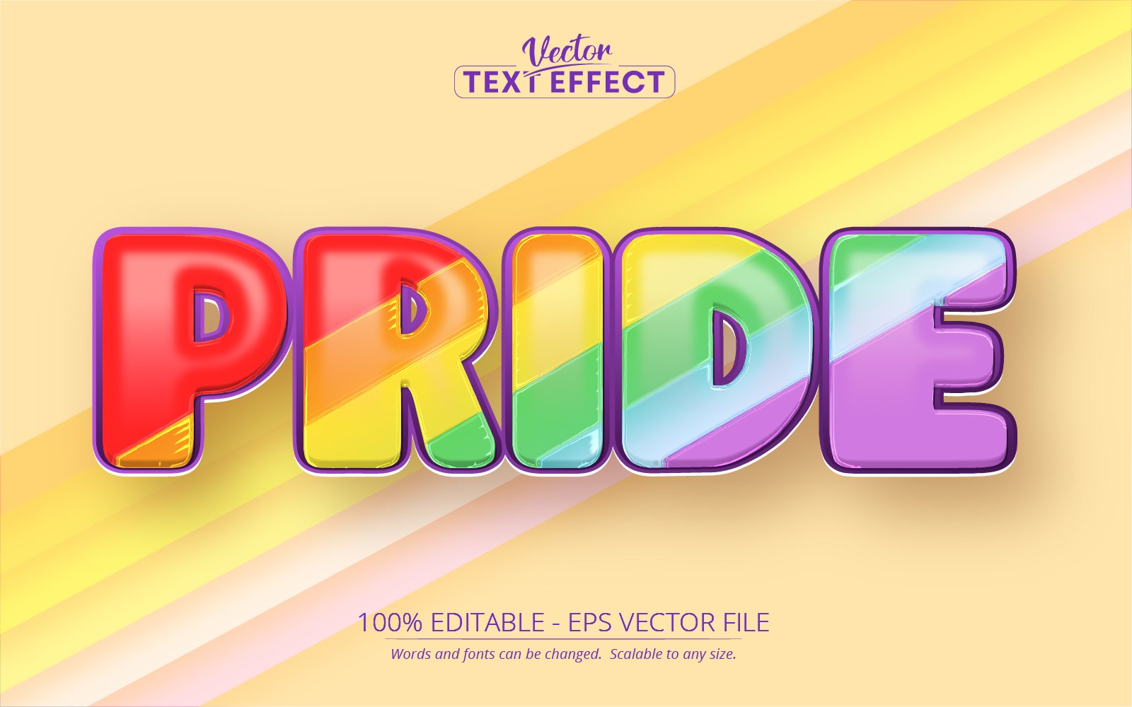 Pride - Editable Text Effect, Rainbow Colors Cartoon Text Style, Graphics Illustration