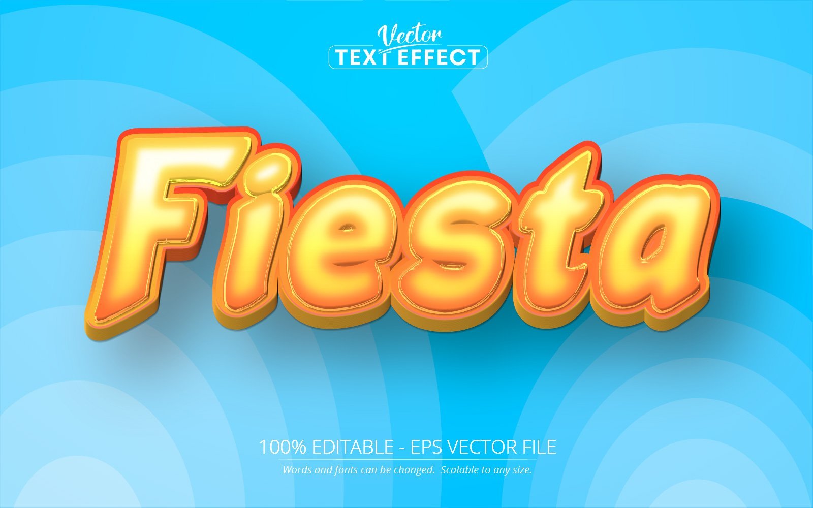 Fiesta - Editable Text Effect, Orange And Blue Cartoon Text Style, Graphics Illustration
