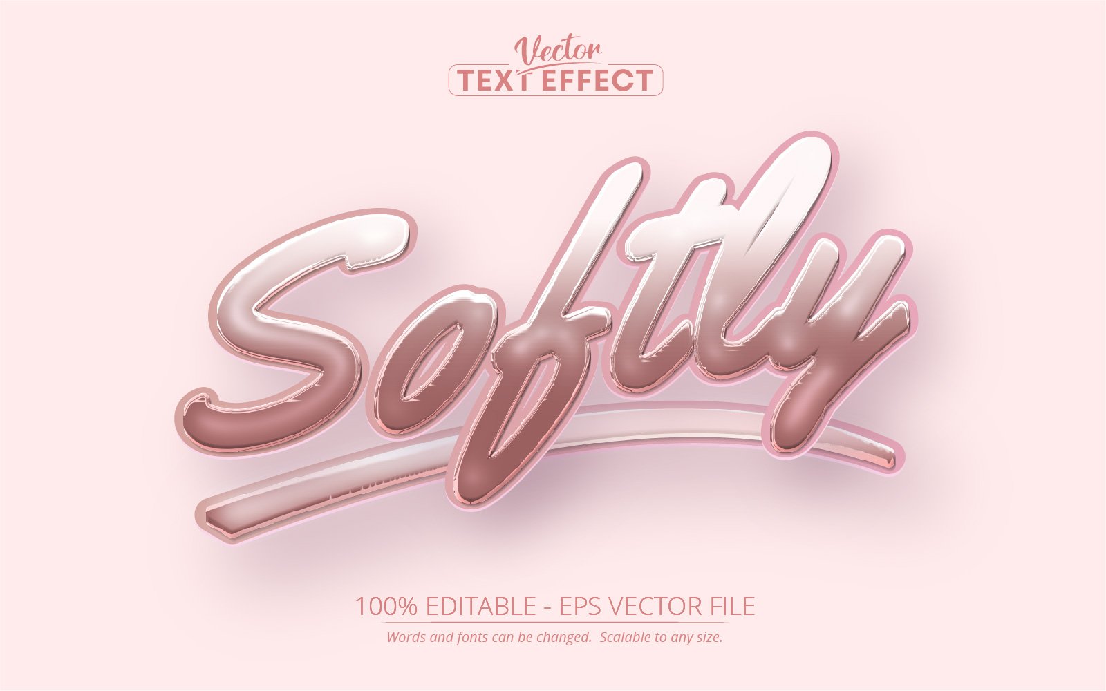 Softly - Editable Text Effect, Minimalistic Pink Color Text Style, Graphics Illustration