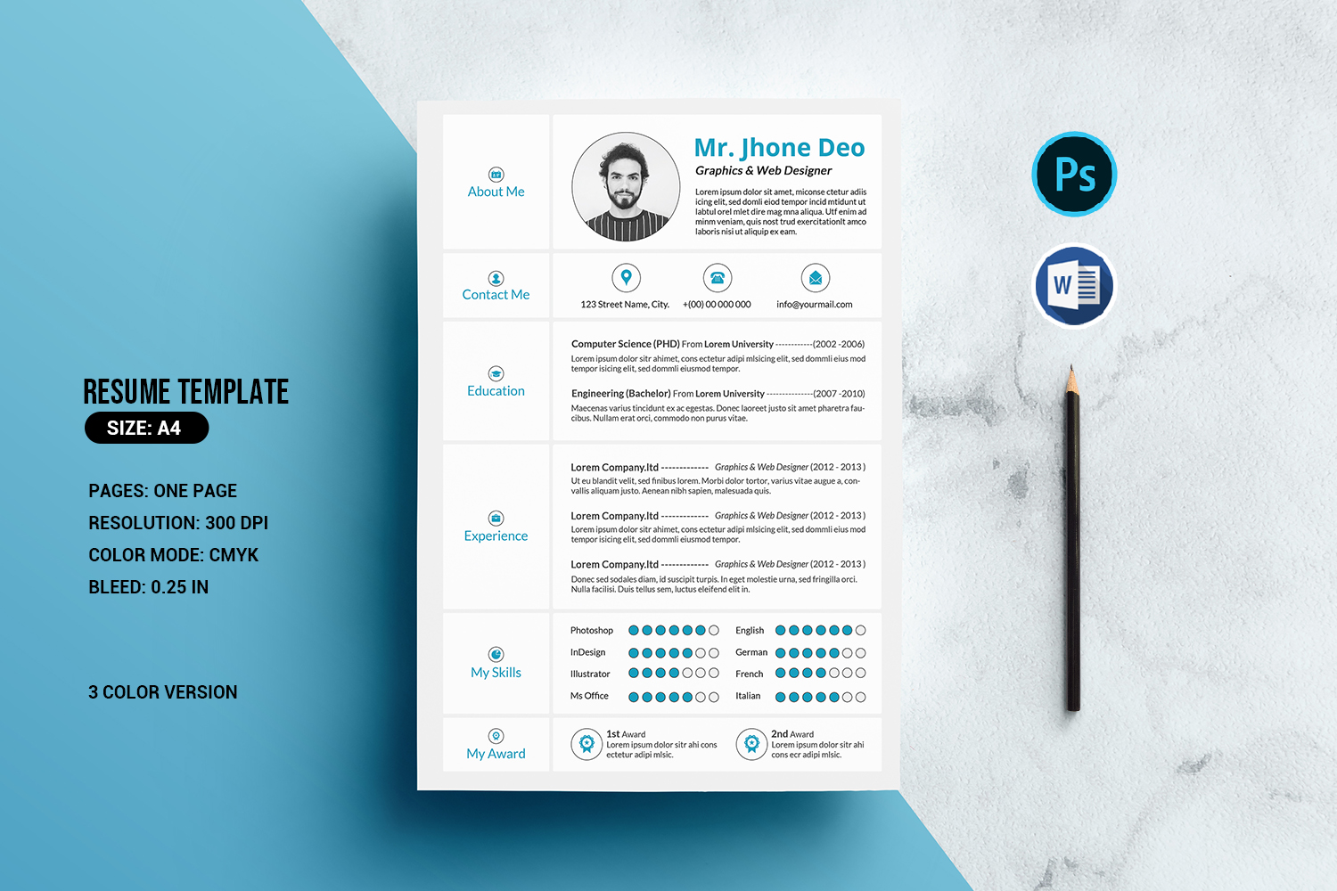 Jhone Printable Resume Template