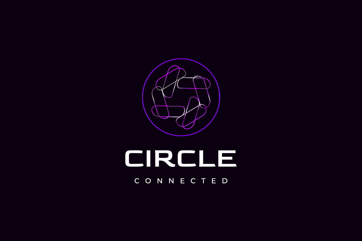 Circle Connected Gradient Line Tech Logo