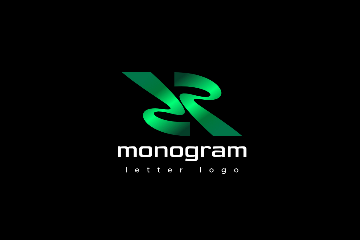 Green Gradient Tech Monogram Letter ZR Logo