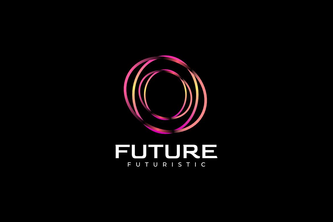 Round Futuristic Tech Line Software Logo