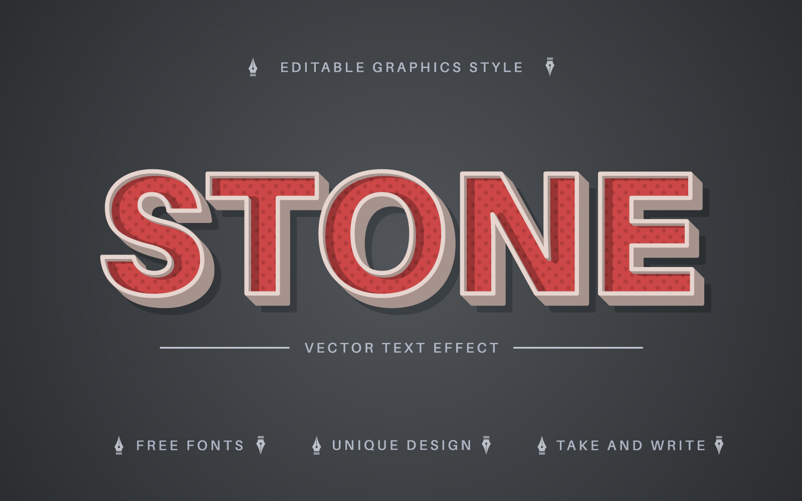 Retro Stone - Editable Text Effect, Font Style, Graphics Illstration