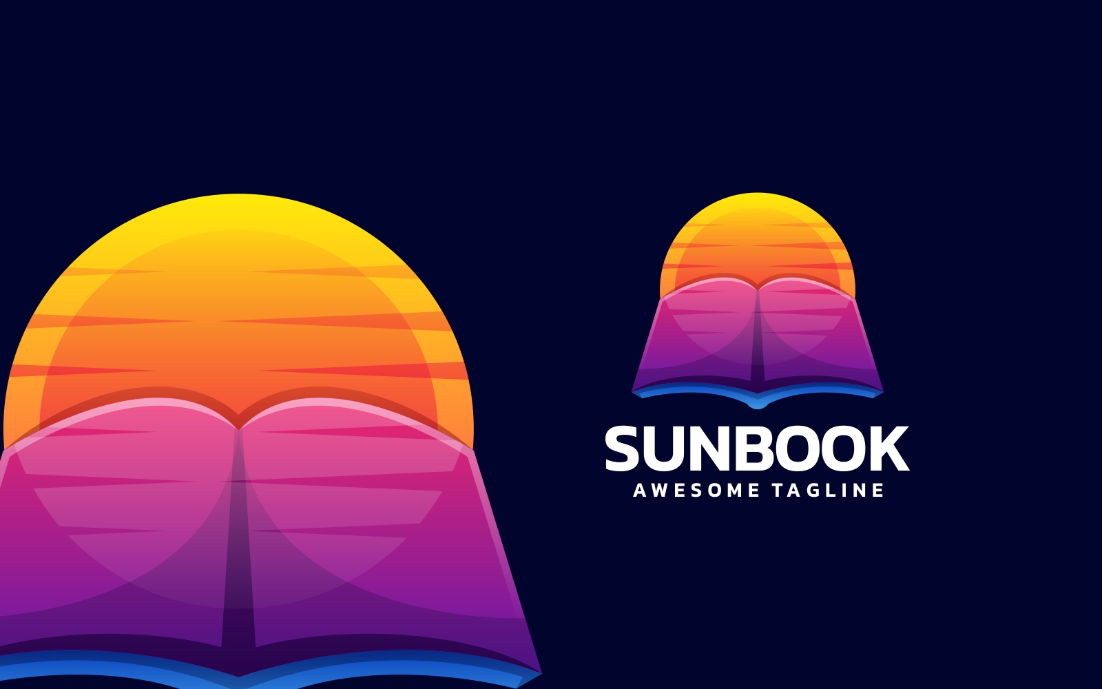 Sun Book Gradient Logo Style