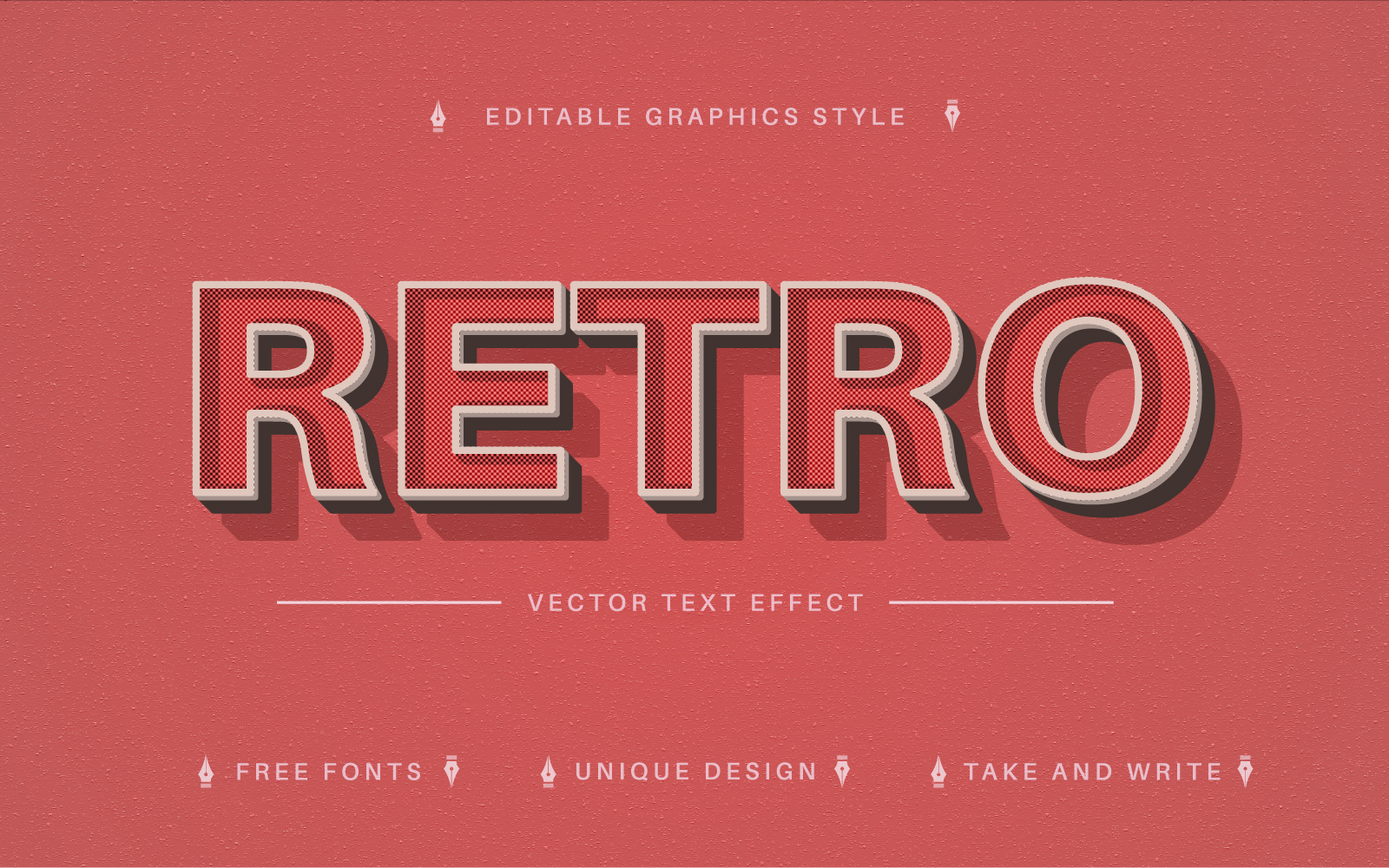 Red Retro - Editable Text Effect, Font Style, Graphics Illustration