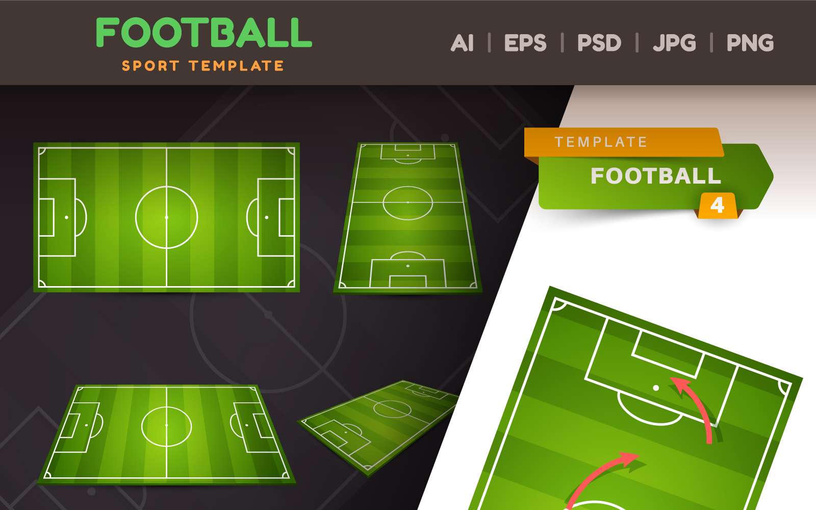 Template Sport Footbal Field. Play Game Icon, Graphics Illustration