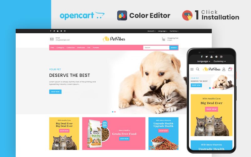 Petvibes - Pets Store Opencart Theme