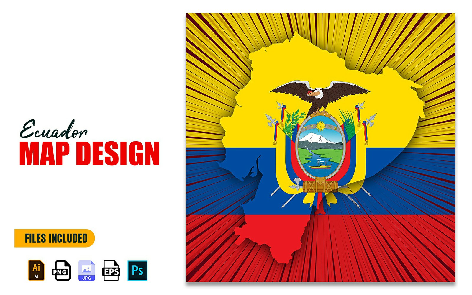 Ecuador Independence Day Map Design Illustration