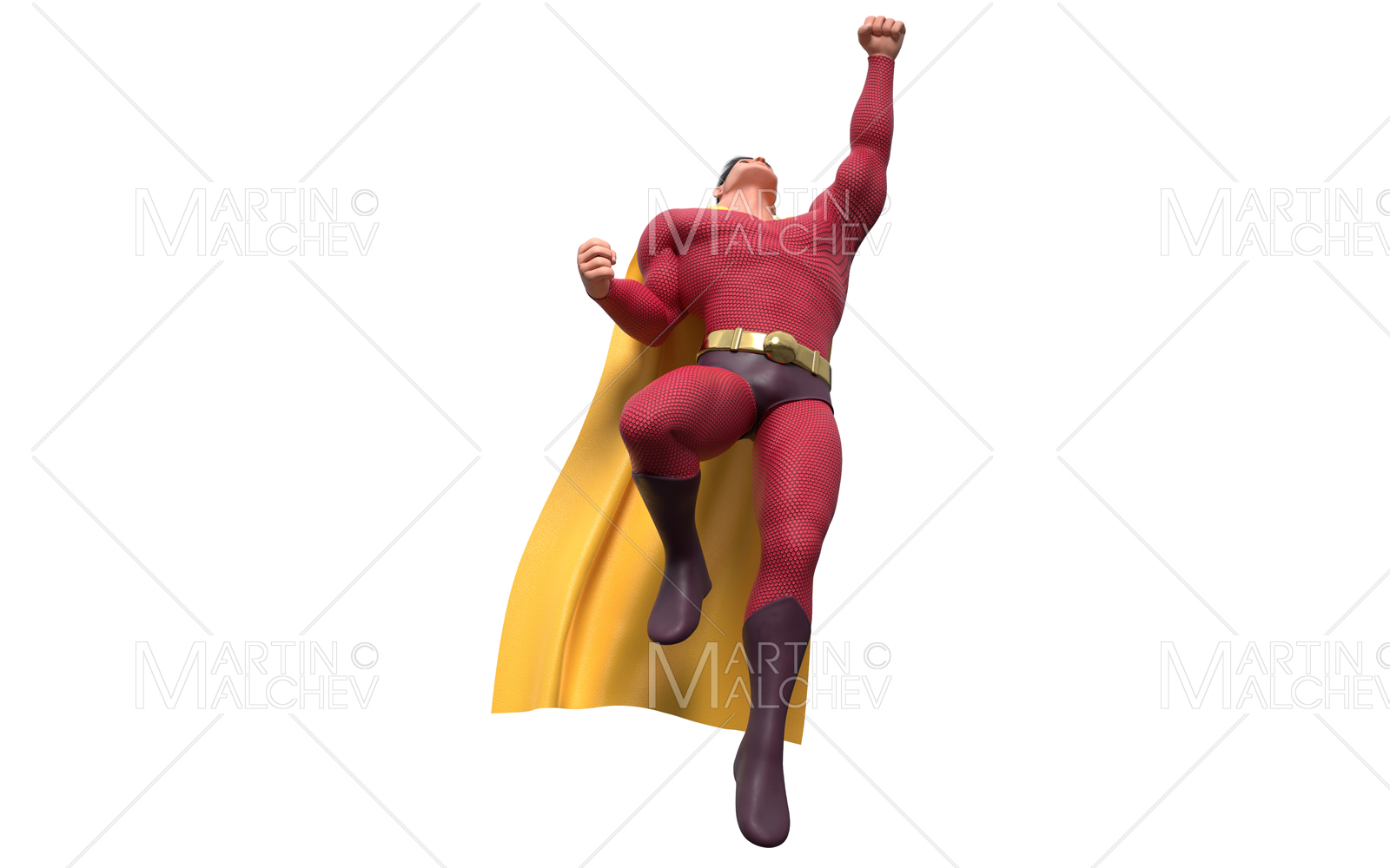 Superhero Flying Away 3D Render