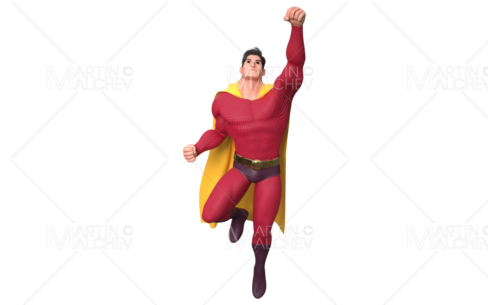 Superhero Flying Away 2 3D Render