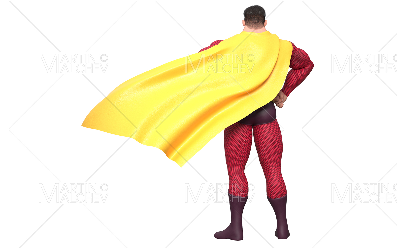 Superhero Standing Tall Back 3D Render