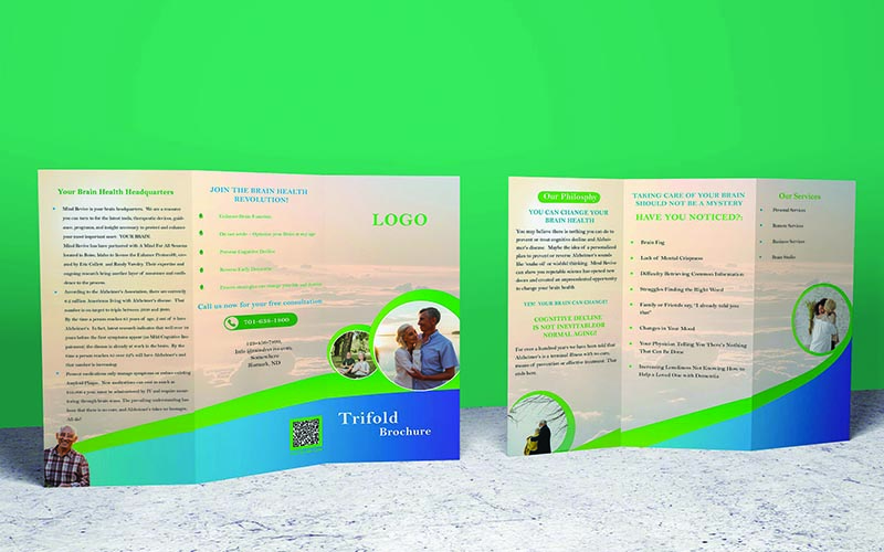 Creative Blue and Green Trifold Brochure