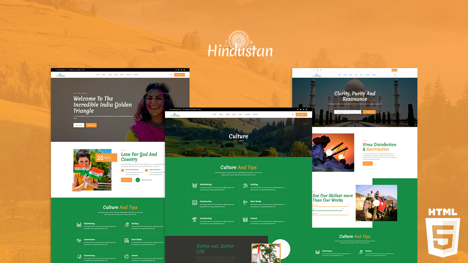 Hindustan India Culture & Festivals HTML5 Website Template