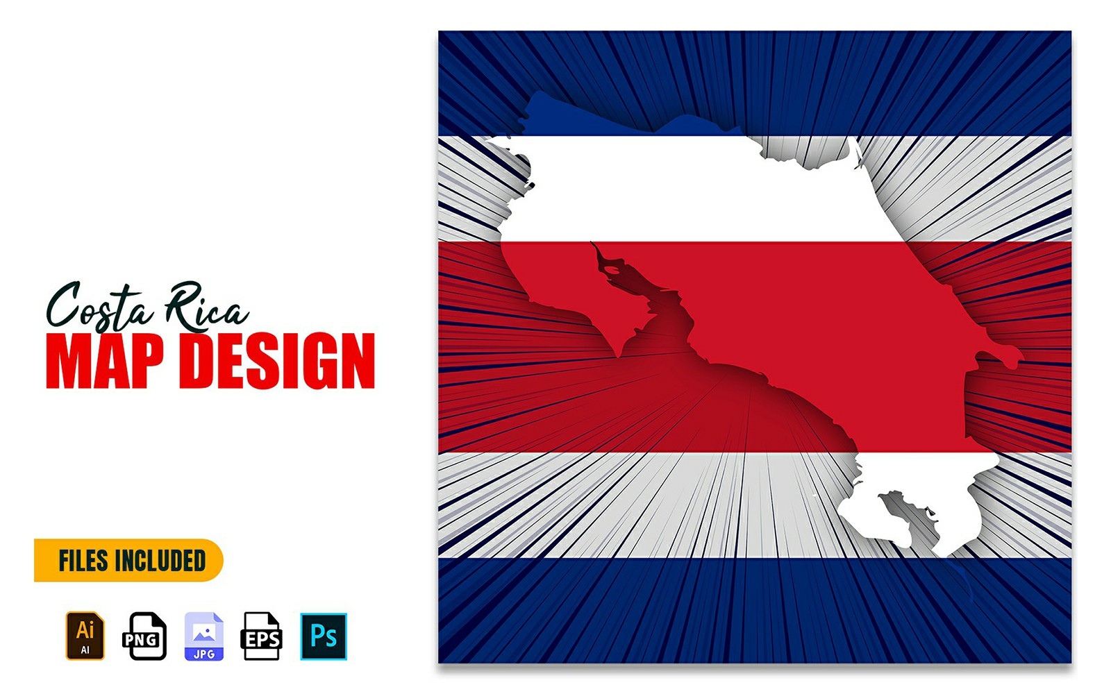 Costa Rica Independence Day Map Design Illustration