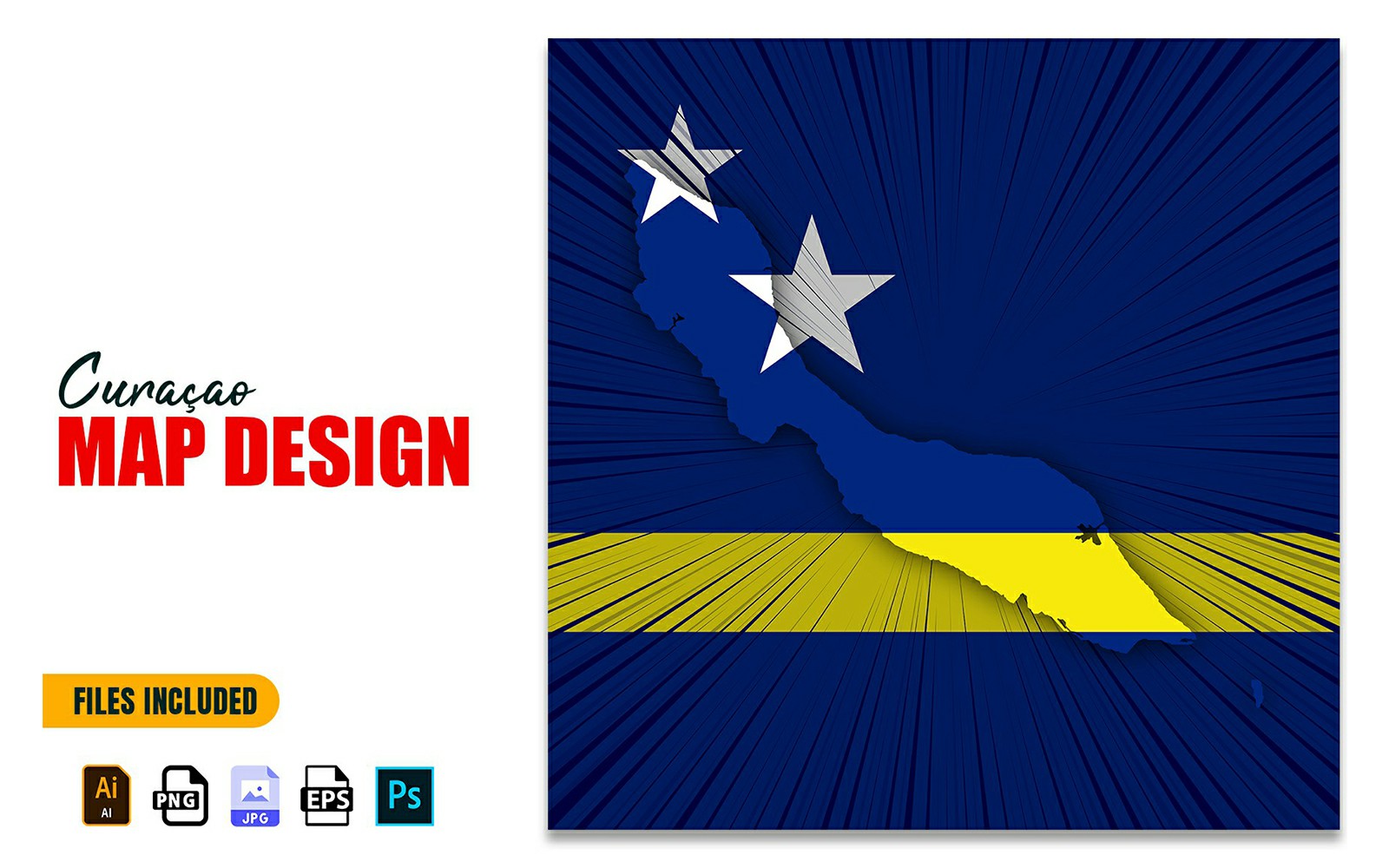 Curacao Independence Day Map Design Illustration