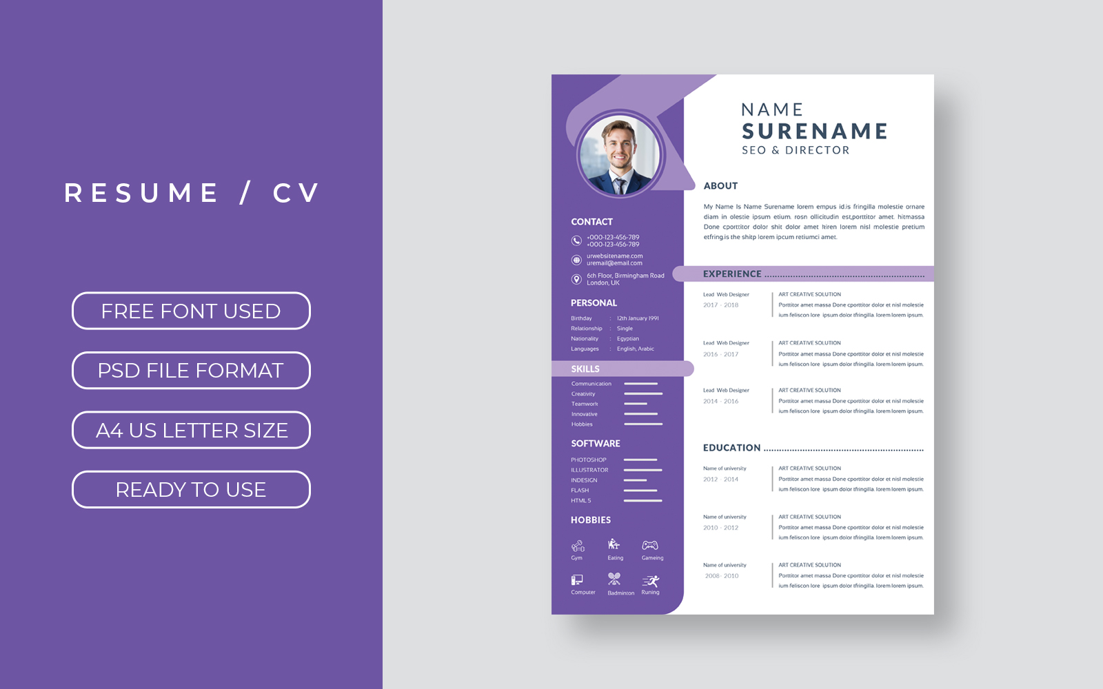 Modern Elegant Resume Cv Template