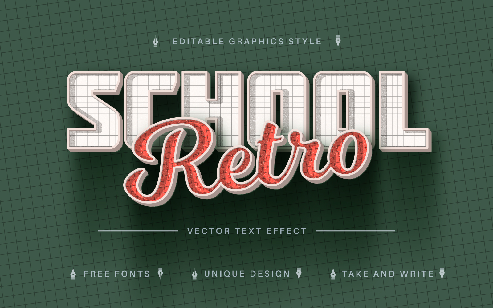 Retro School - Editable Text Effect, Font Style, Graphics Illustration