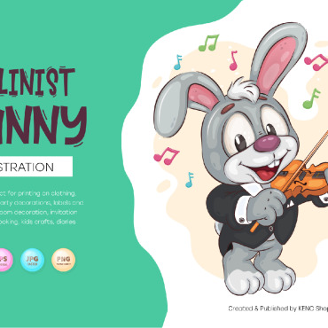 Bunny Violinist Vectors Templates 242464