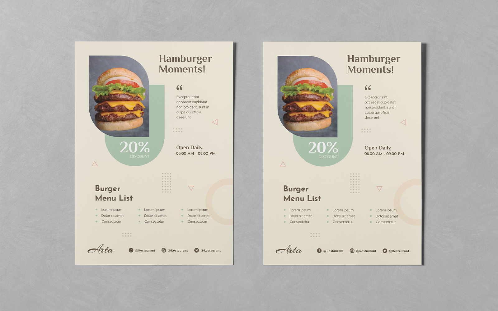 Clean Burger Food Flyer PSD Templates