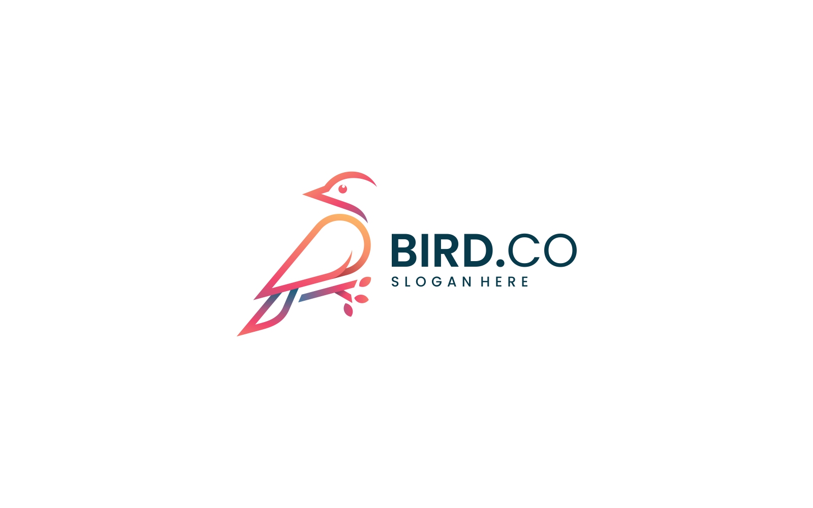 Bird Line Art Gradient Logo Style