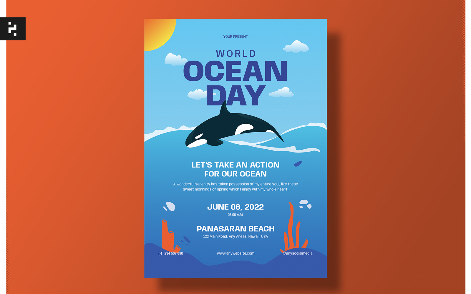 World Ocean Day Flyer Set Template