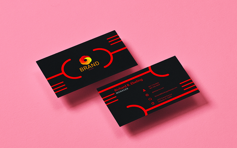 Modern Red and Black Business Card