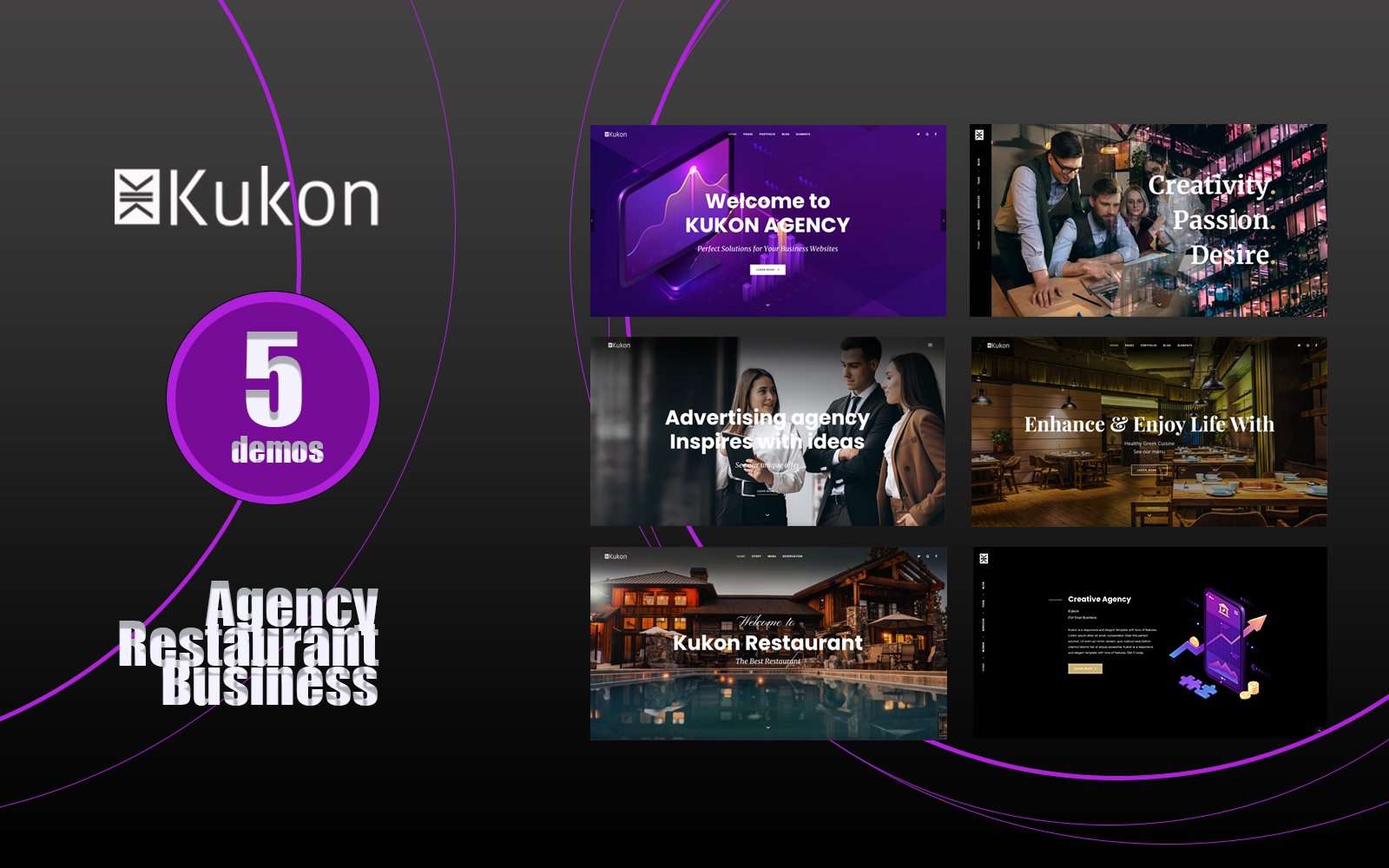 Kukon | Agency, Restaurant, Business Theme Website template