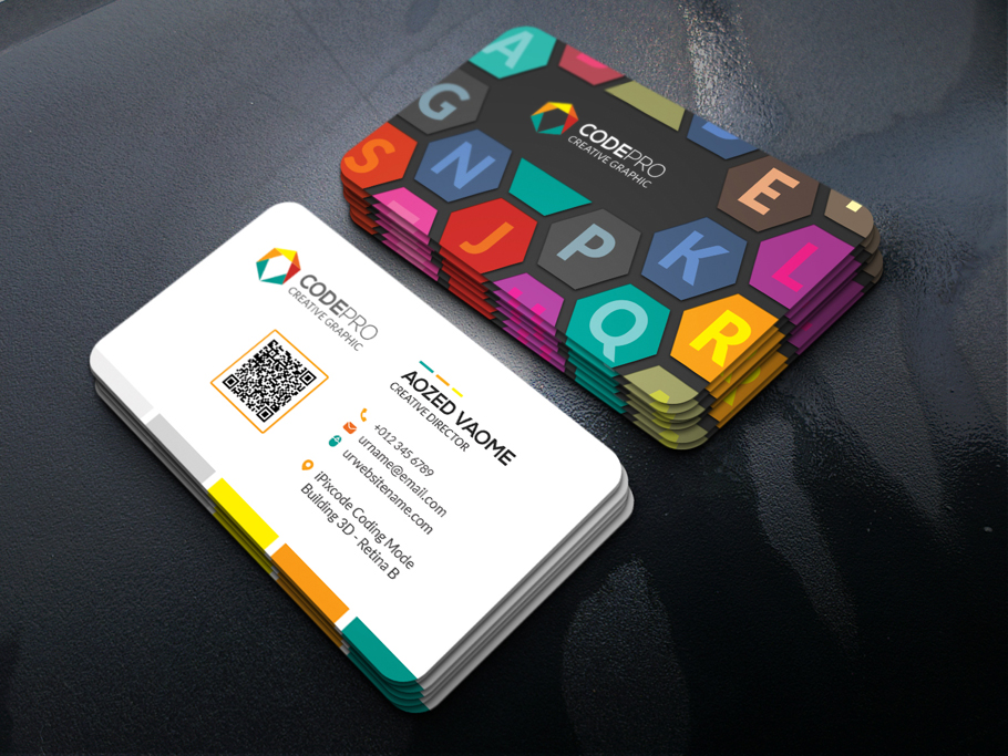 Colorful and Creative Hexagon Business Card Template