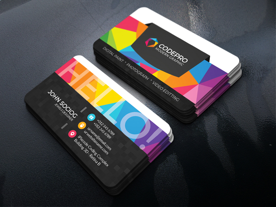 Studio Business Card Template - Colorful and Creative Design