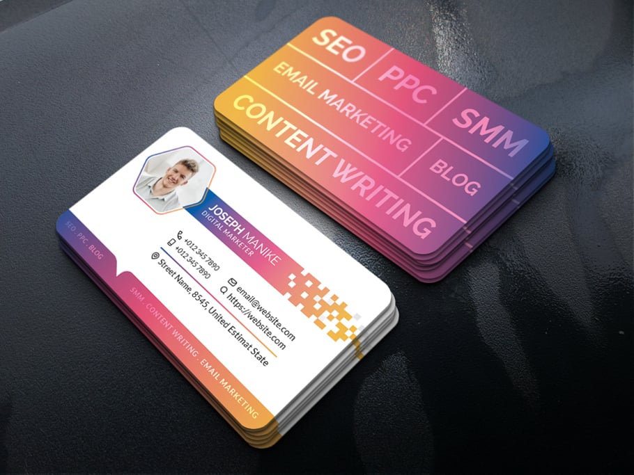 Creative Digital Marketing Business Card Template - 04 - Muted Colors Gradient Design