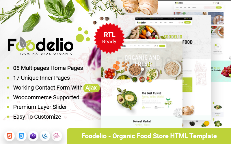 Foodelio - Organic Grocery Nutrition Bio Food Store Shop RTL Responsive HTML Template