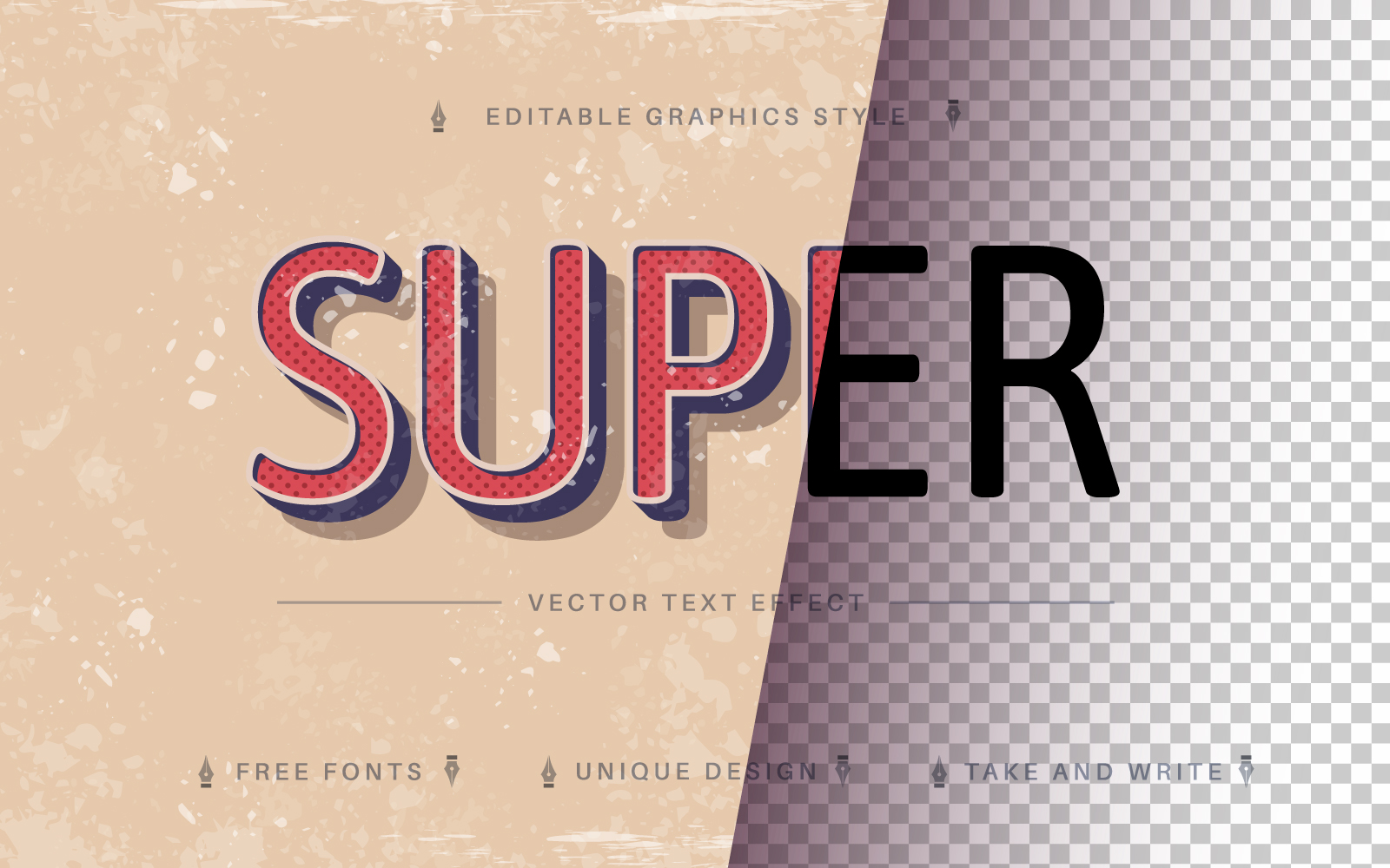 Super Retro - Editable Text Effect, Font Style, Graphics Template