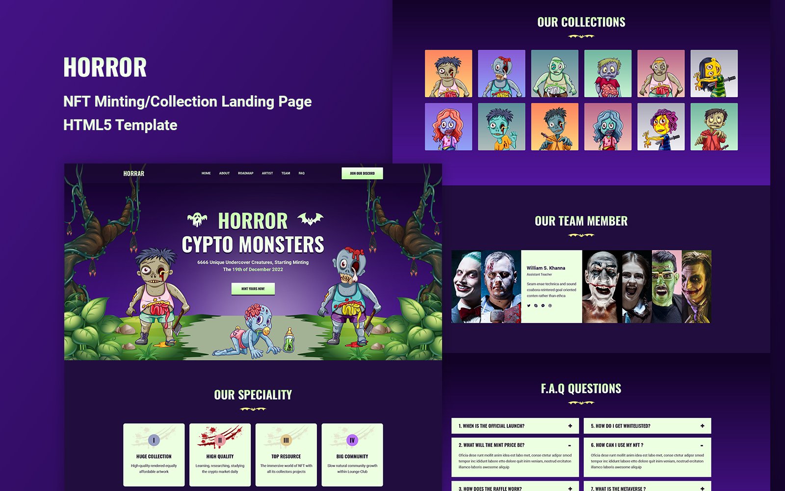 Horror - NFT Minting/Collection Landing Page HTML5 Template