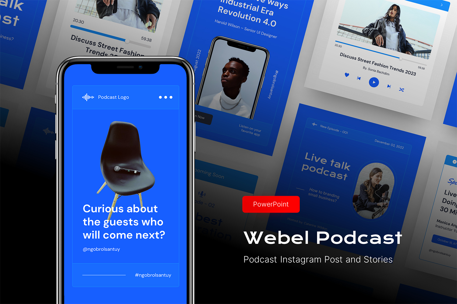 Webel - Podcast Instagram Post and Stories PowerPoint Template