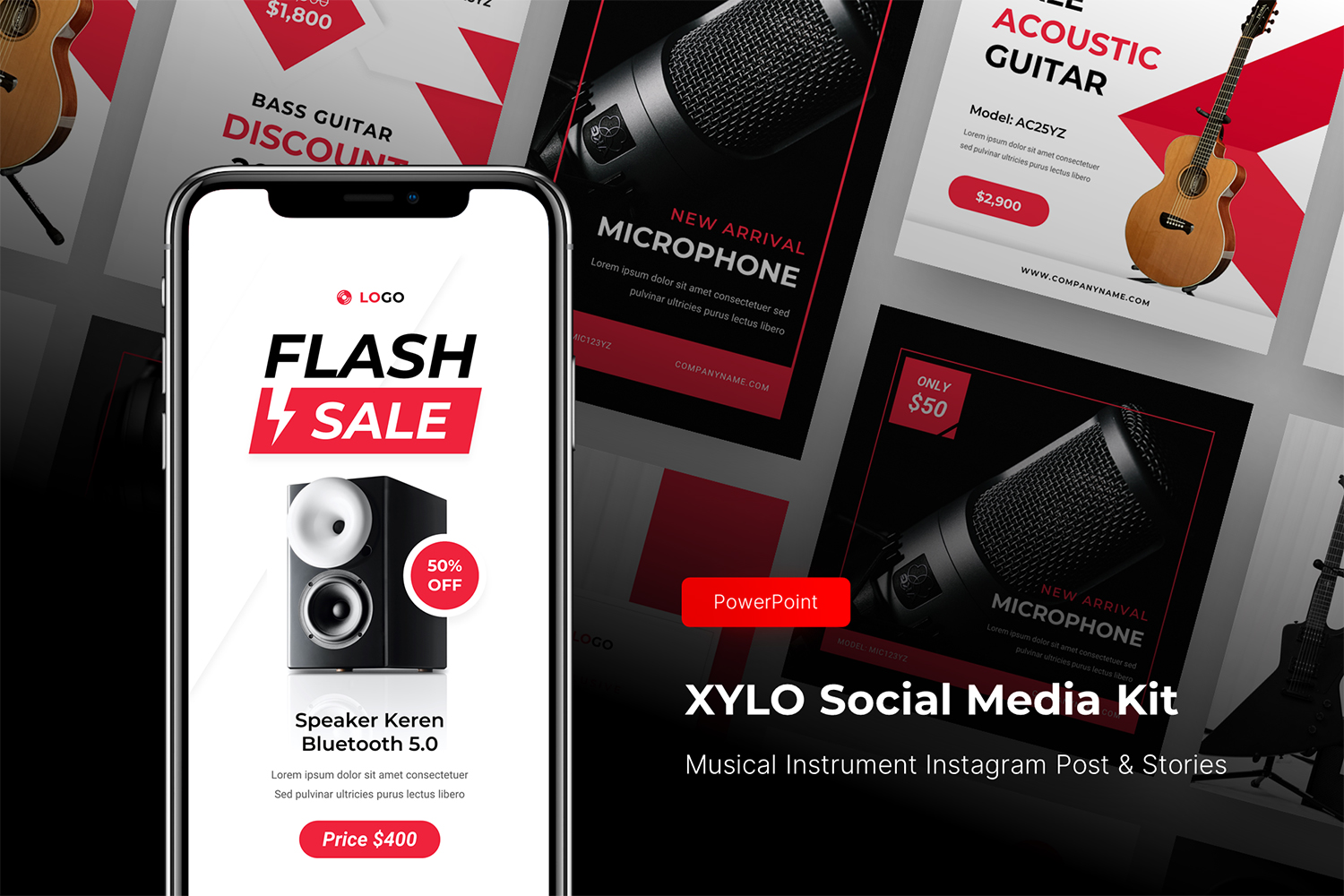 Xylo - Musical Instrument Instagram Post & Stories PowerPoint Template