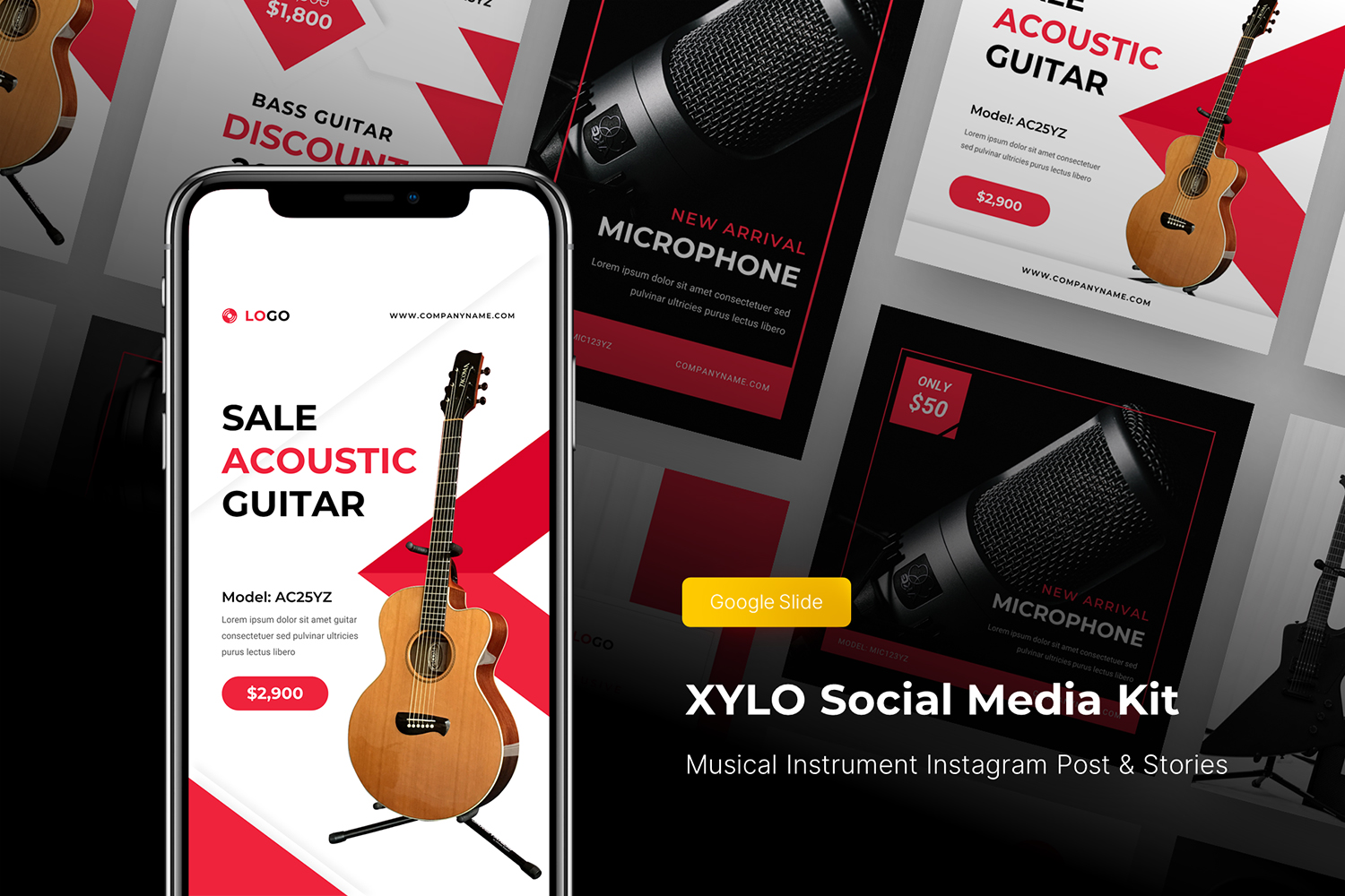 Xylo - Musical Instrument Instagram Post & Stories Google Slide Template