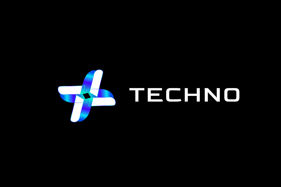 Techno Blue Tech Gradient Logo
