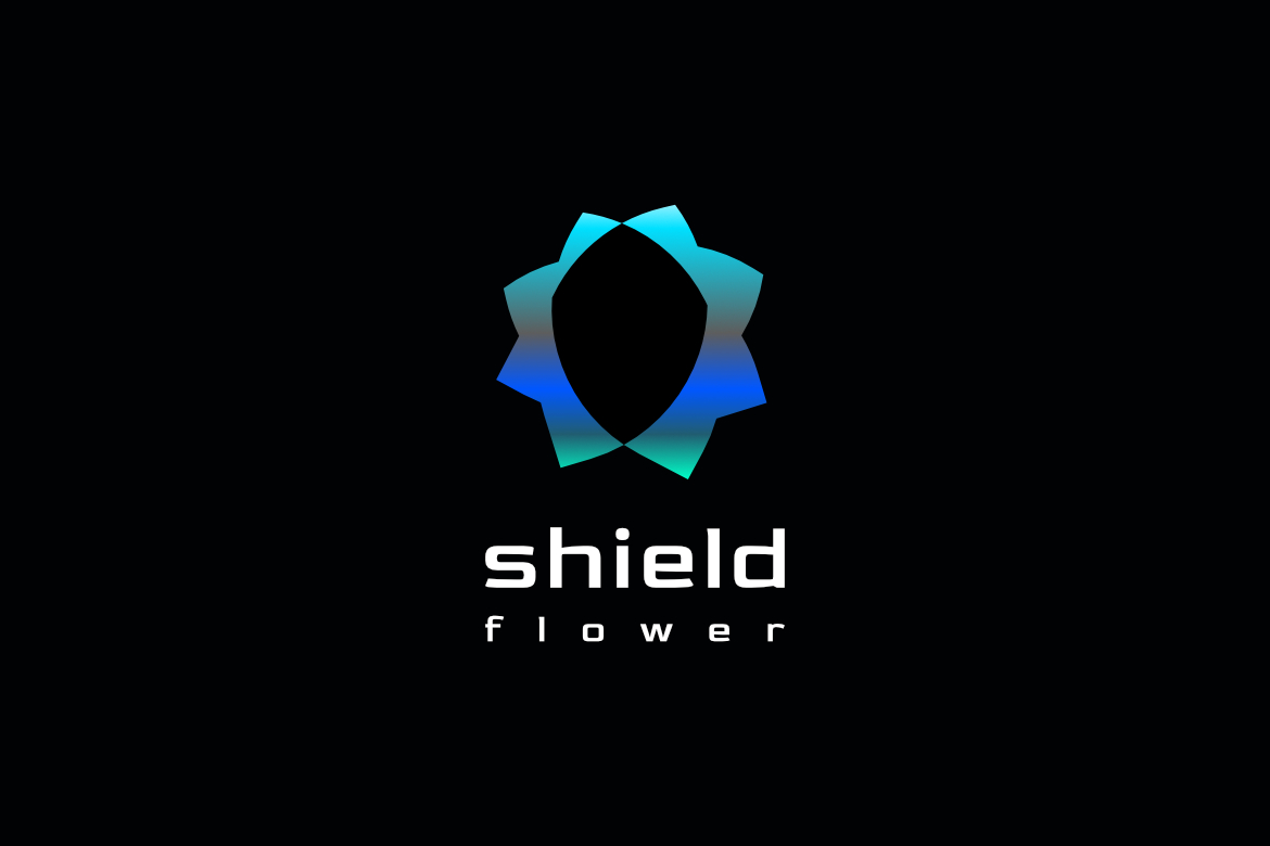 Shield Flower Negative Space Logo