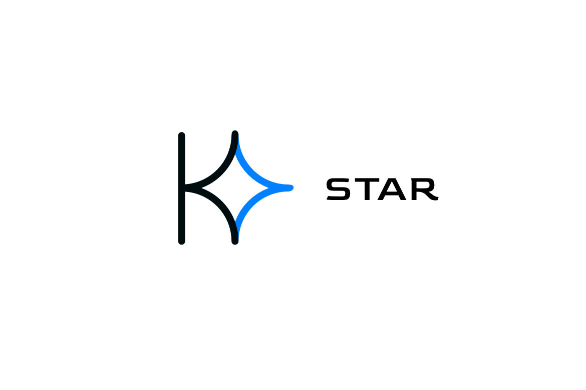 Letter K Star Blue Flat Logo