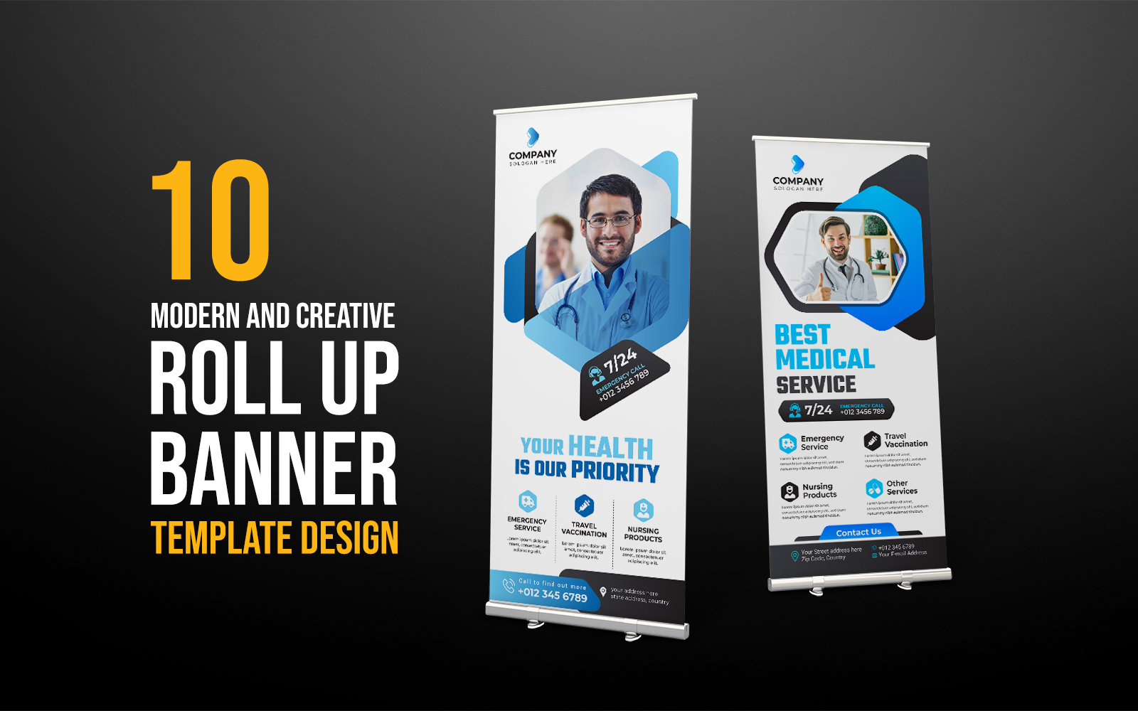 Modern Health Care Medical Roll Up Banner template