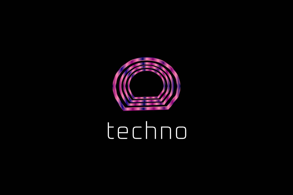 Abstract Techno Round Purple Logo