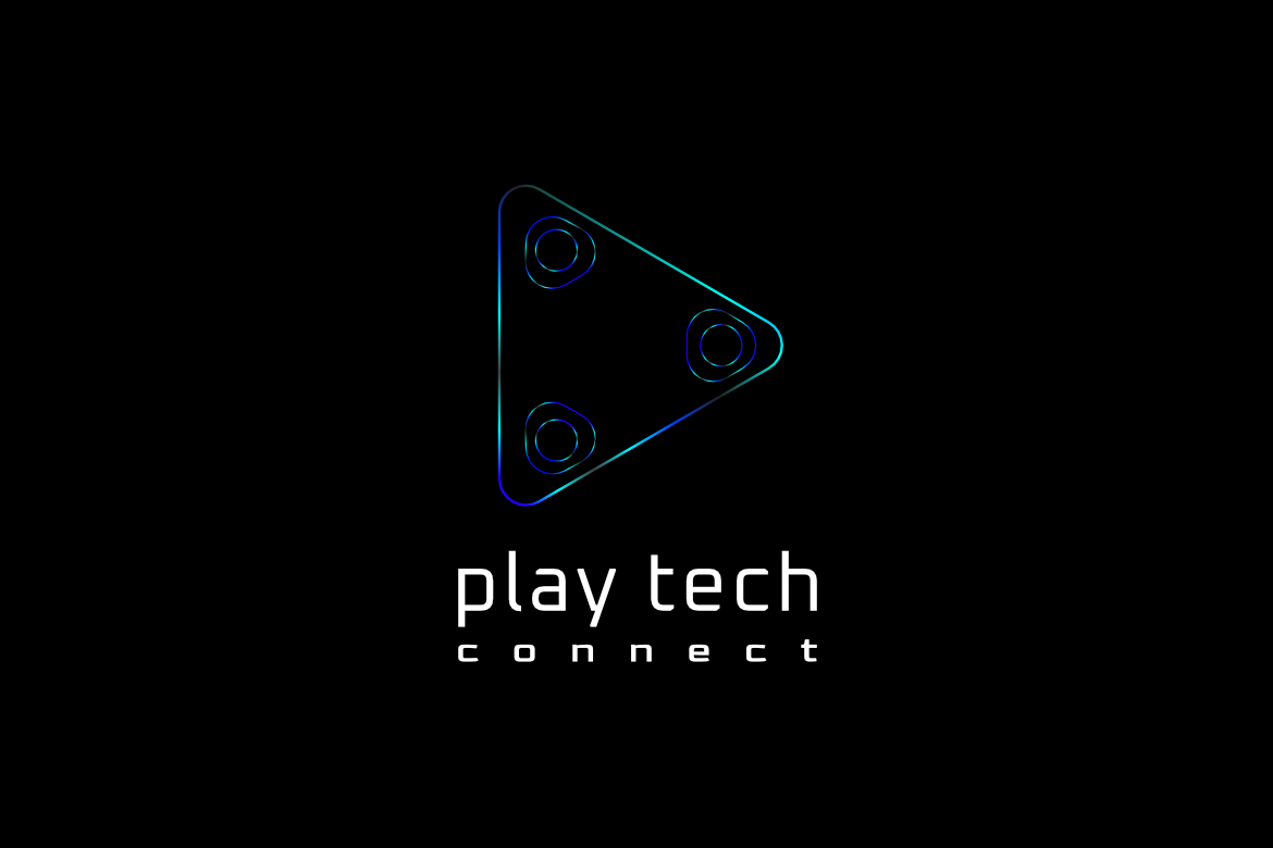Futuristic Play Round Gradient Connect Logo